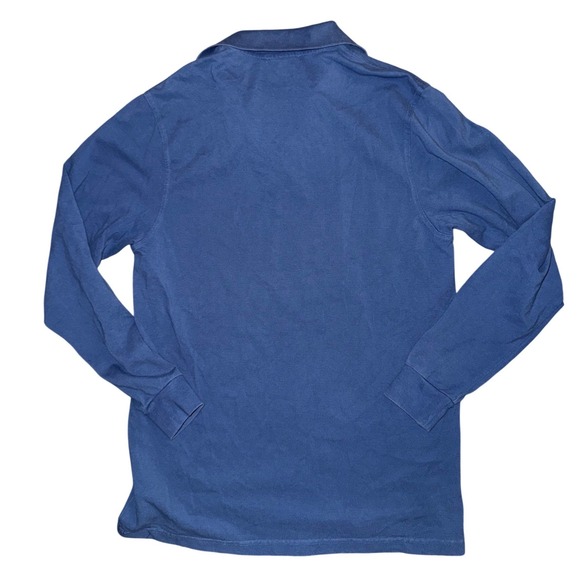 Burberry London Mens Blue Long Sleeve Polo Shirt Classic Check Collar Size M - Picture 2 of 5